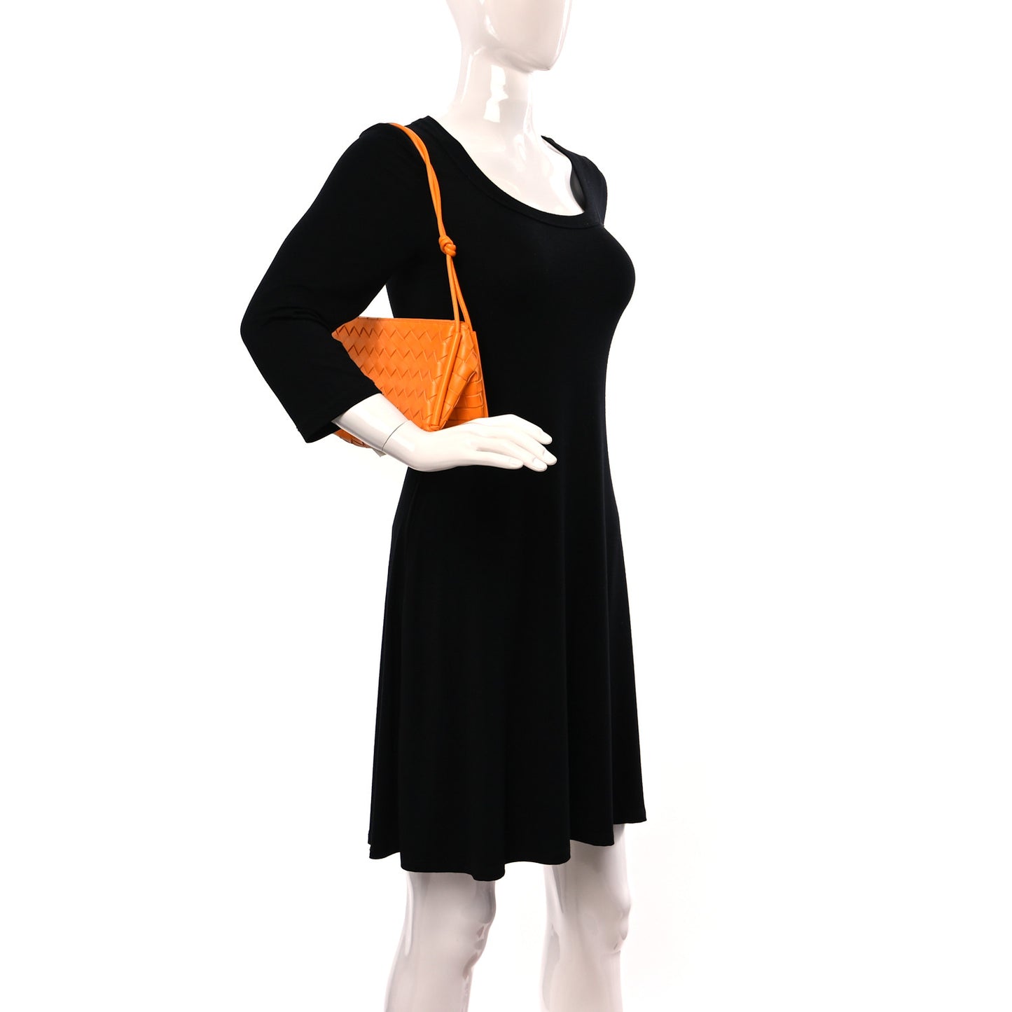 Nappa Intrecciato Pouch On Strap Tangerine