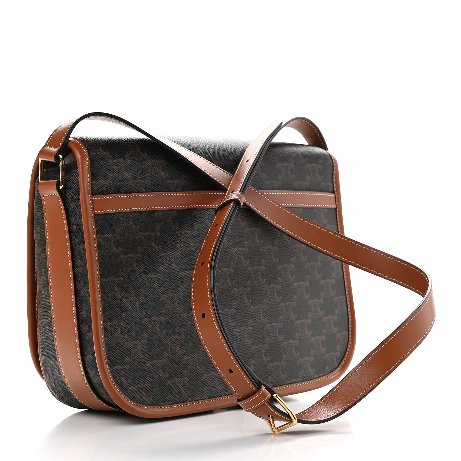 Celine Triomphe Canvas Messenger Folco Bag Tan 3 of 9