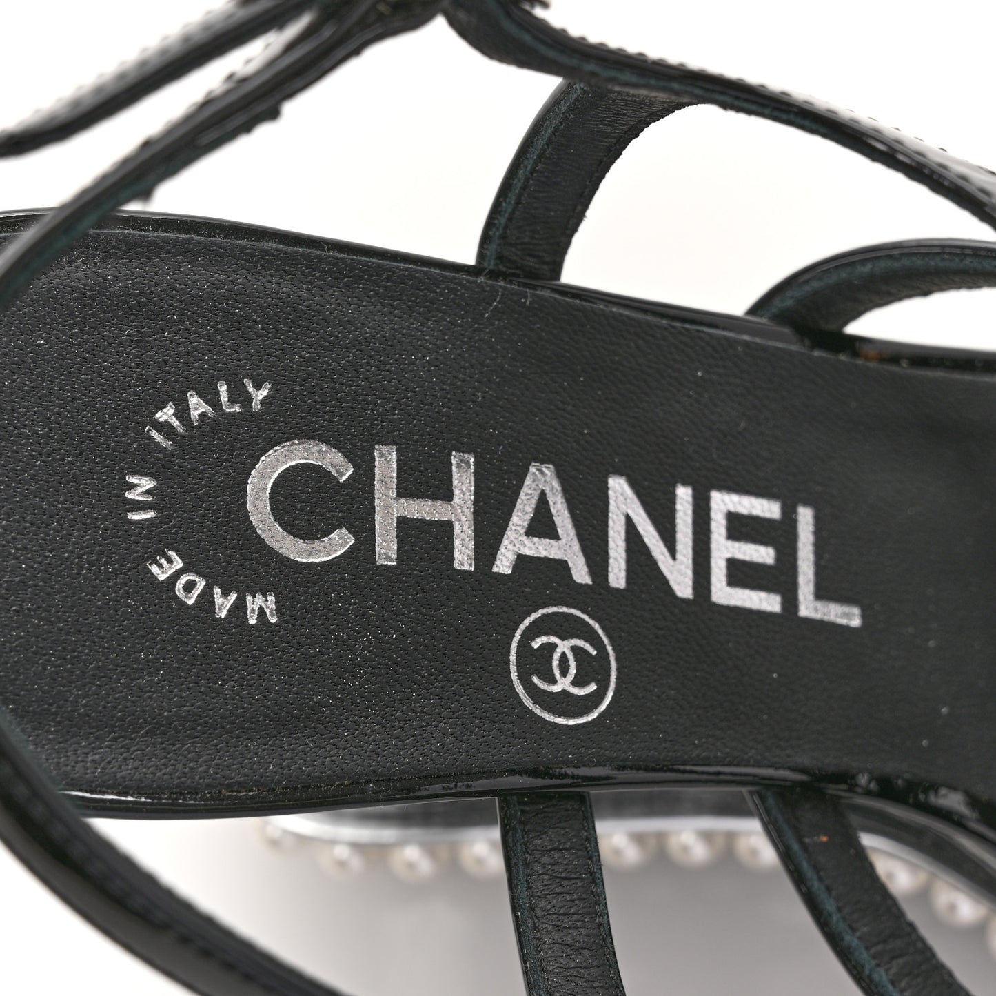Patent Pearl CC Wedge Sandals 36.5 Black