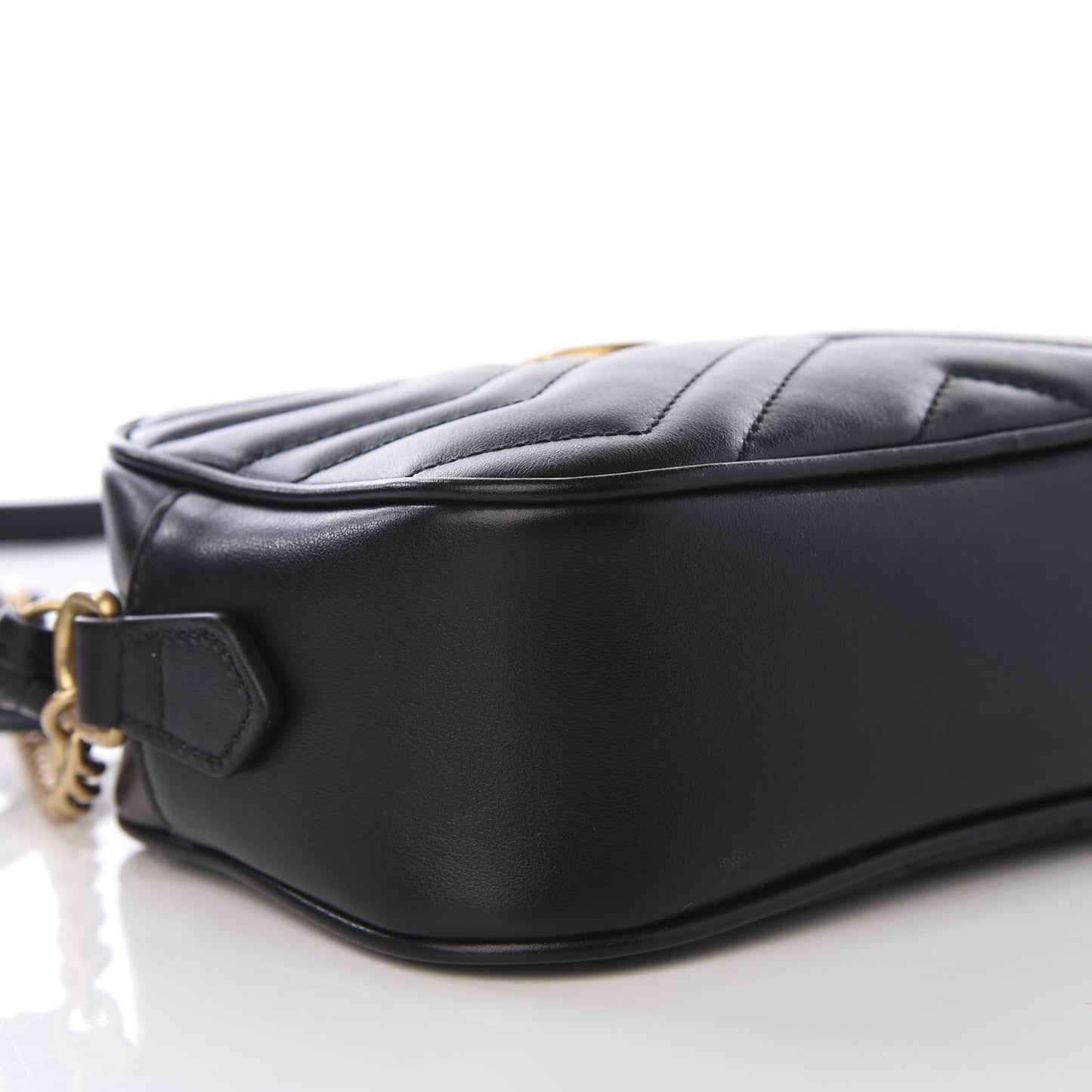 Calfskin Matelasse Mini GG Marmont Chain Shoulder Bag Black