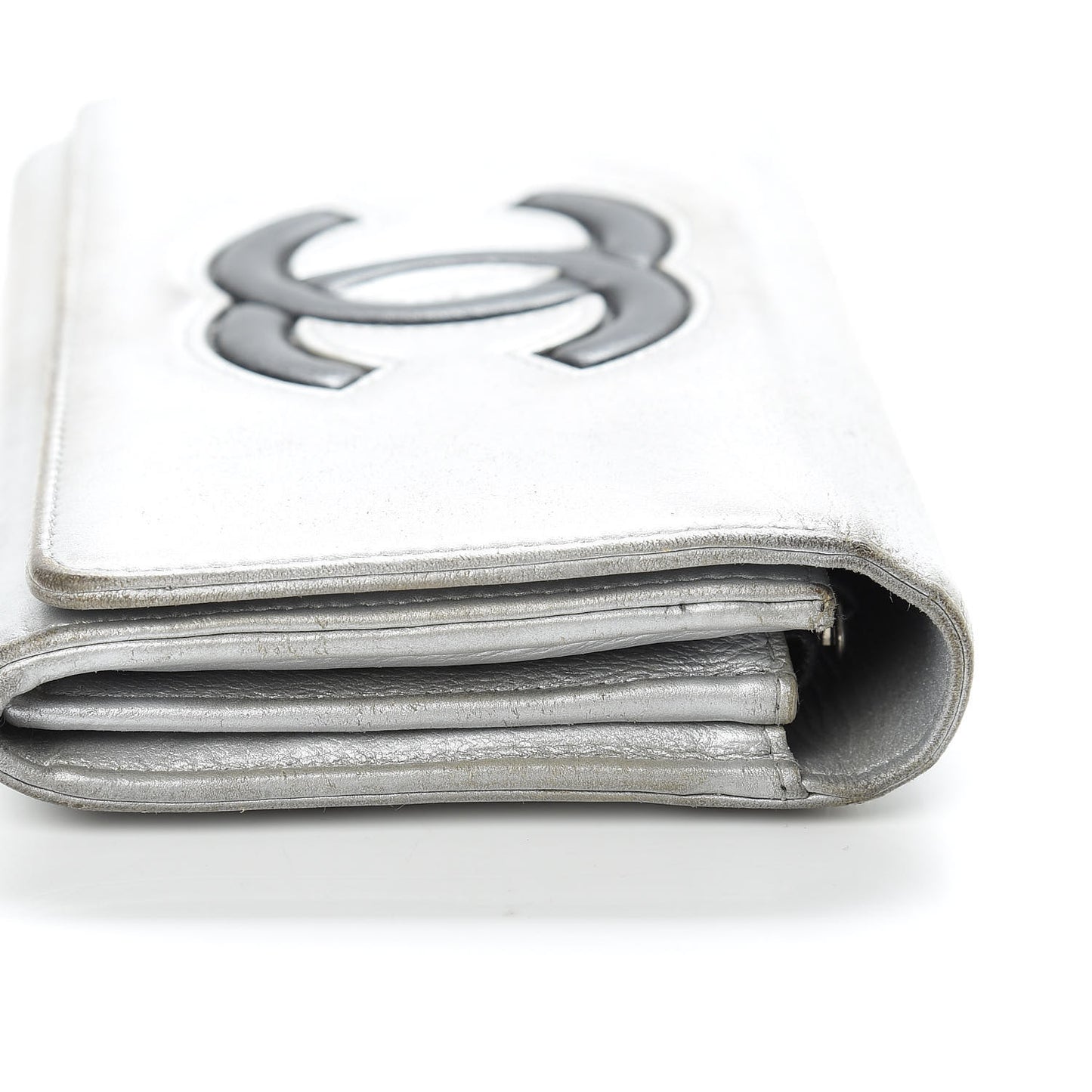 Lambskin Large CC Flap Wallet Silver