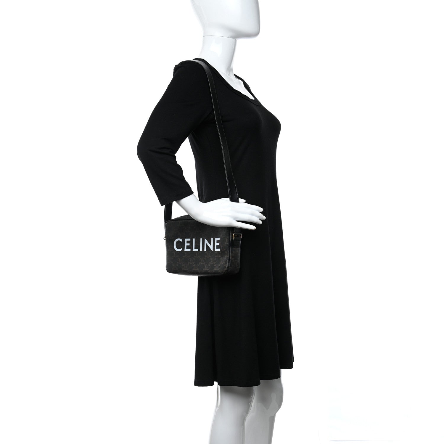 Celine Triomphe Canvas Medium Messenger Bag Black 3 of 11