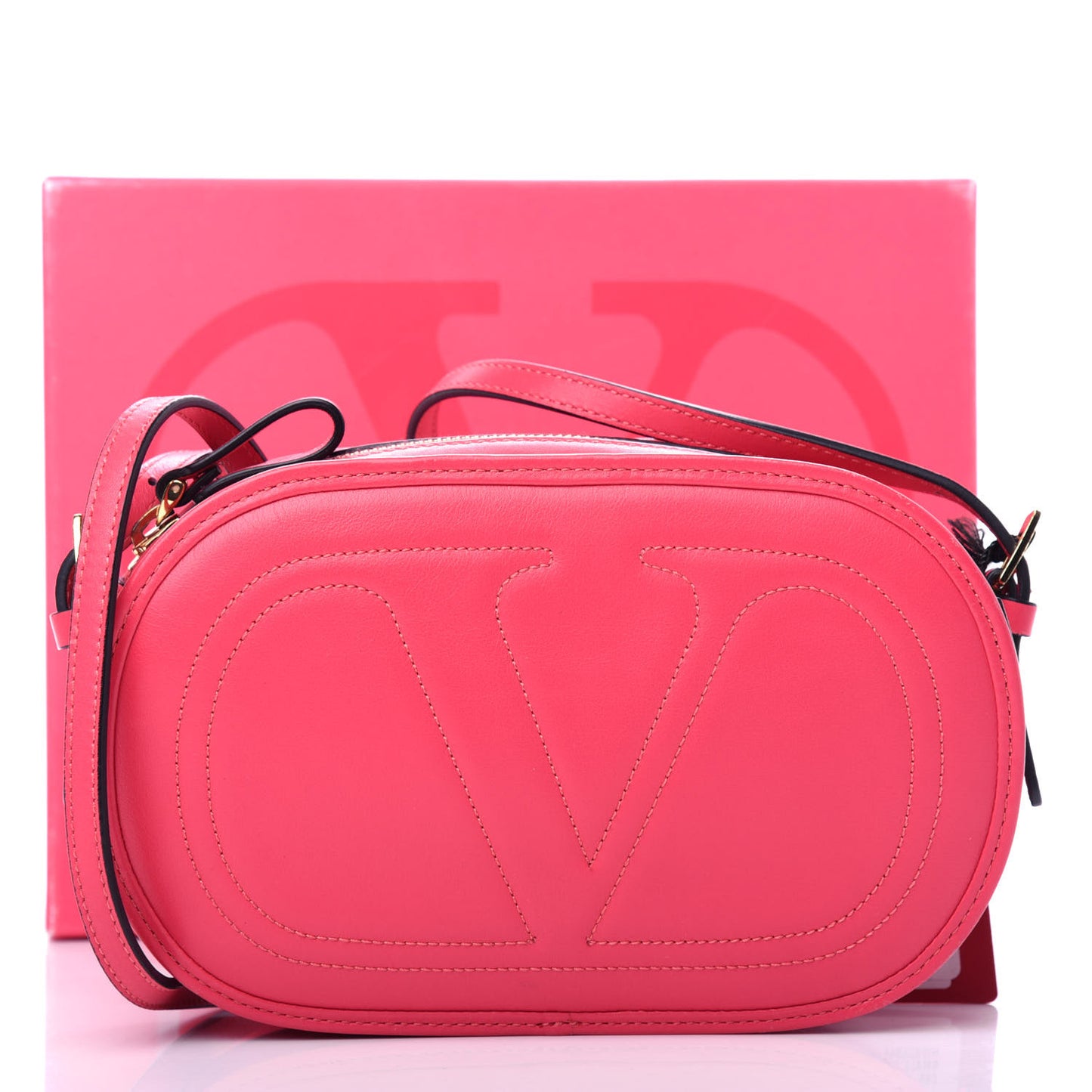 Calfskin Small Logo Go Crossbody Bag Pink