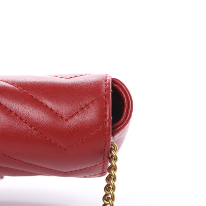 Gucci Calfskin Matelasse Super Mini GG Marmont Shoulder Bag Hibiscus Red 10 of 11