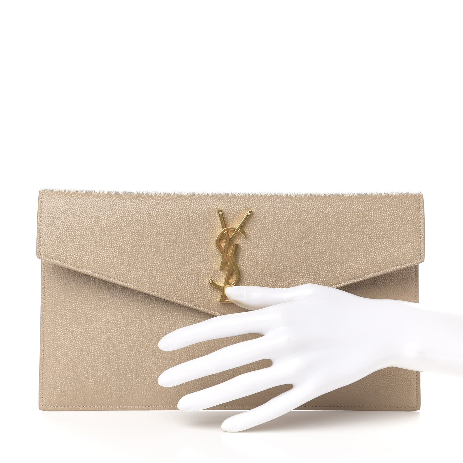 Saint Laurent Grain De Poudre Uptown Pouch Dark Latte 2 of 7