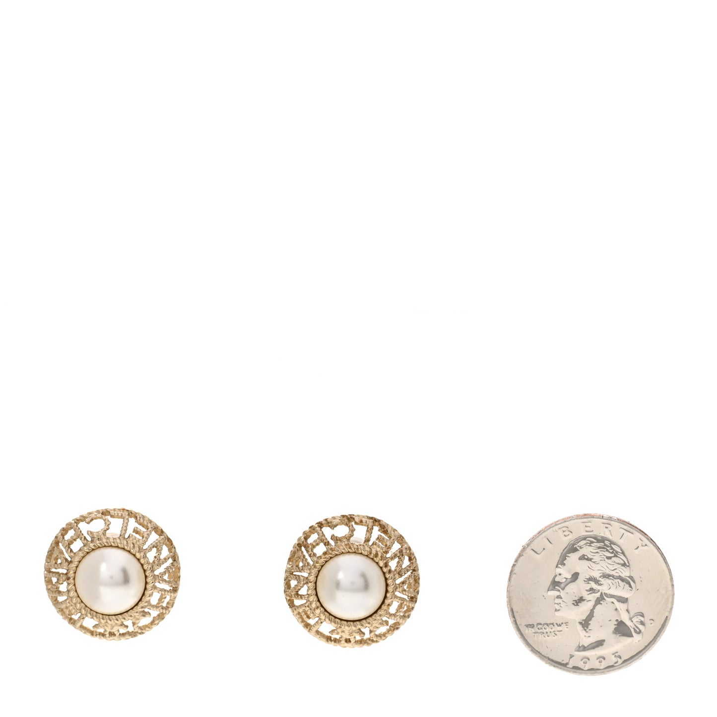 Pearl CC Round Rope Logo Earrings Gold