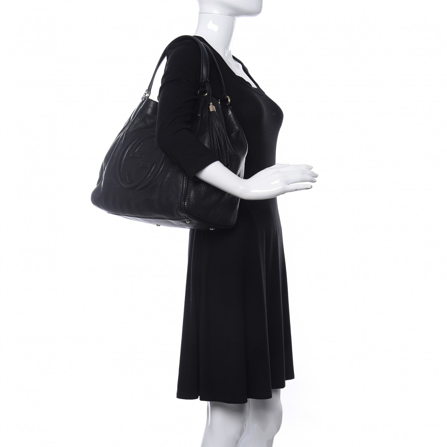 Gucci Pebbled Calfskin Medium Soho Shoulder Bag Black 2 of 10