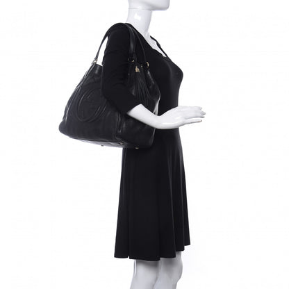 Gucci Pebbled Calfskin Medium Soho Shoulder Bag Black 2 of 10