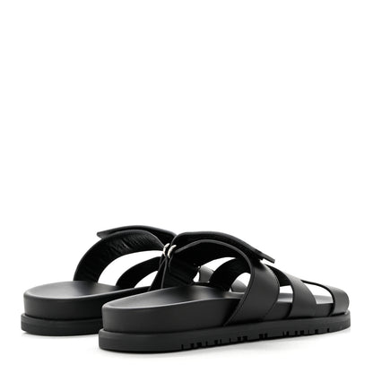 Hermes Calfskin Womens Chypre Sandals 36.5 Black 4 of 9