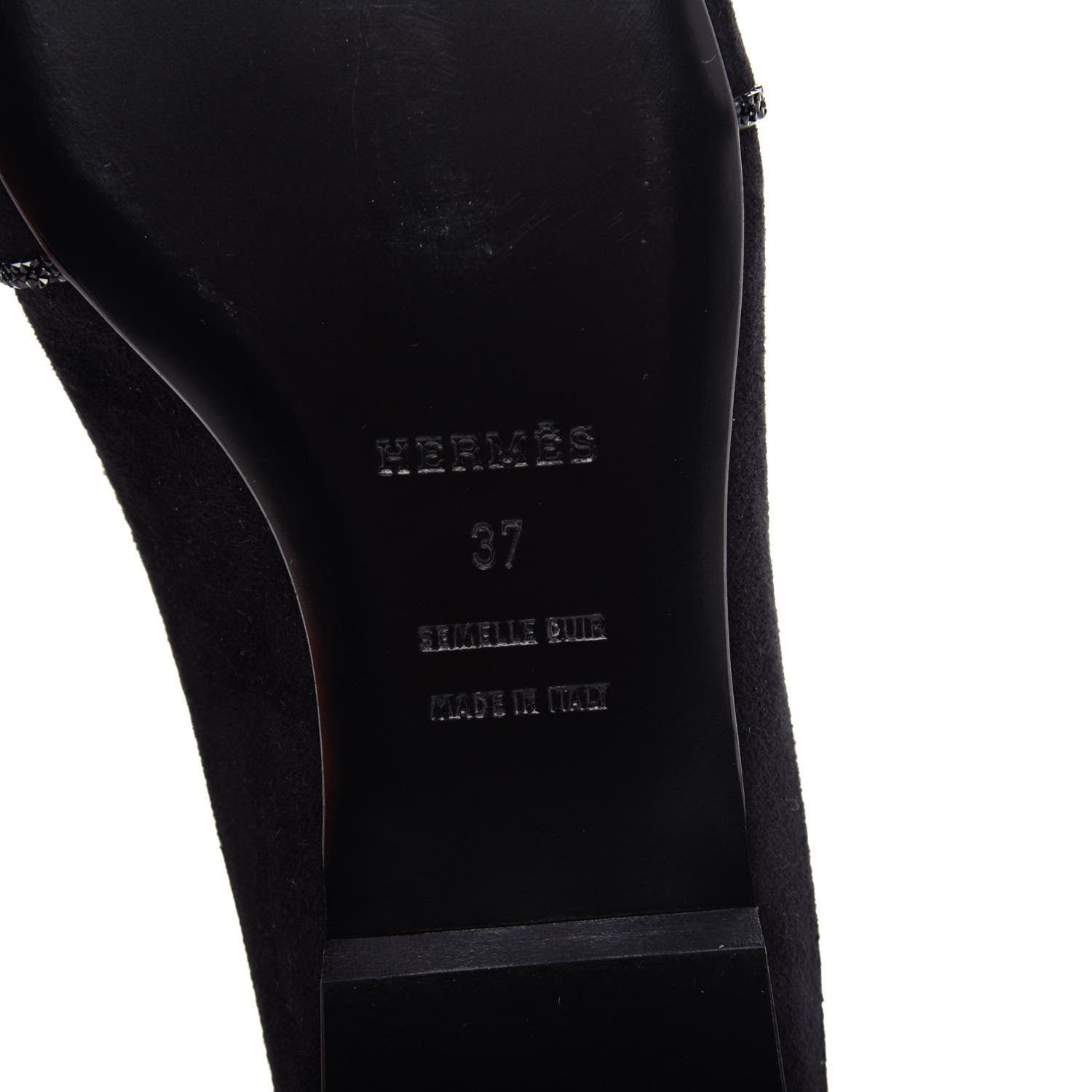Hermes Suede Goatskin Rhinestone Roxane Mules 37 Black 9 of 10