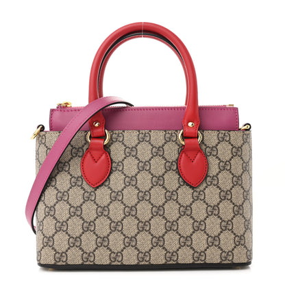 Gucci GG Supreme Monogram Mini Zip Top Tote Beige Dry Rose 1 of 10