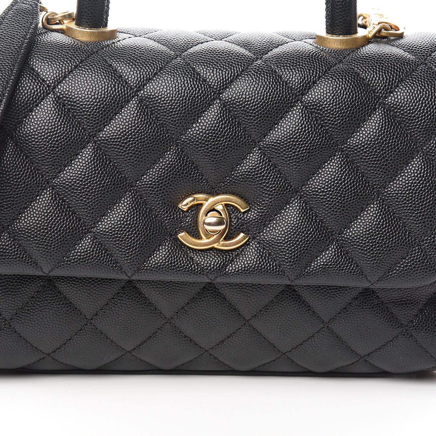 Caviar Quilted Mini Coco Handle Flap Black