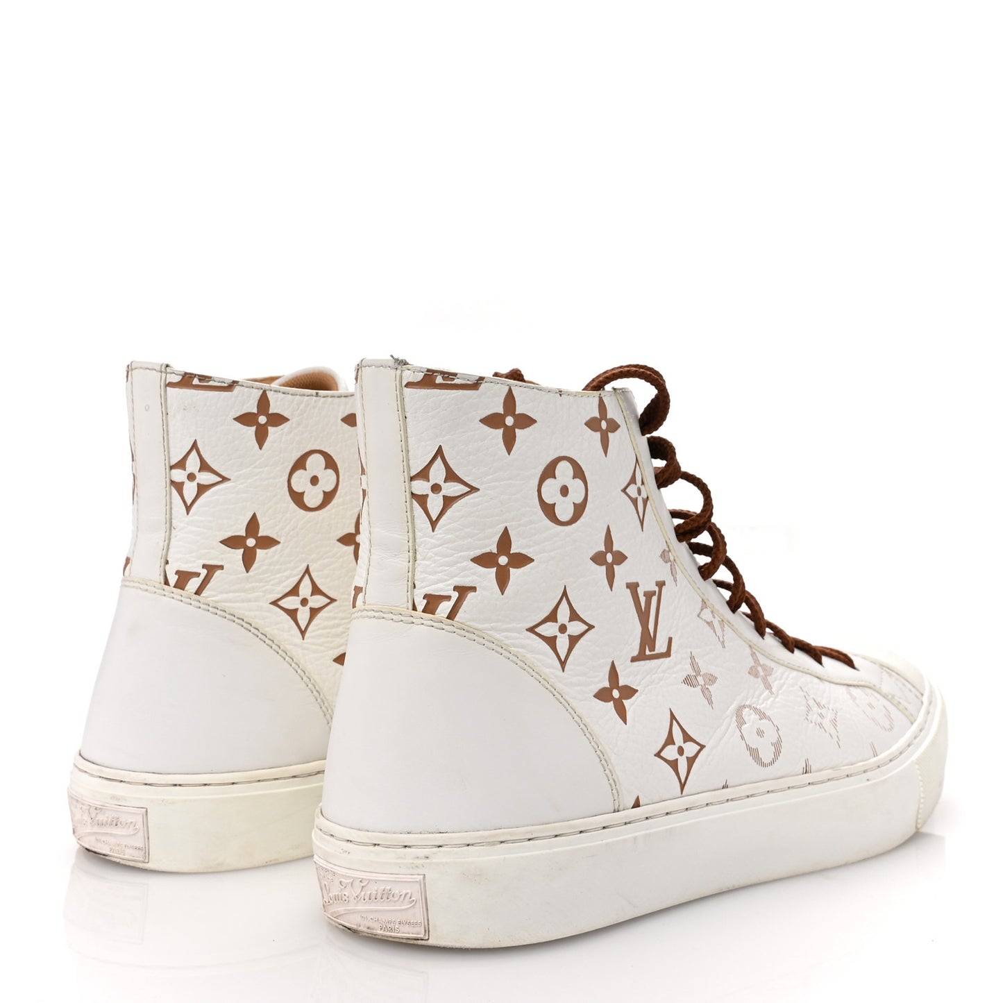 Monogram Mens Tattoo Sneaker Boots 8 White Brown