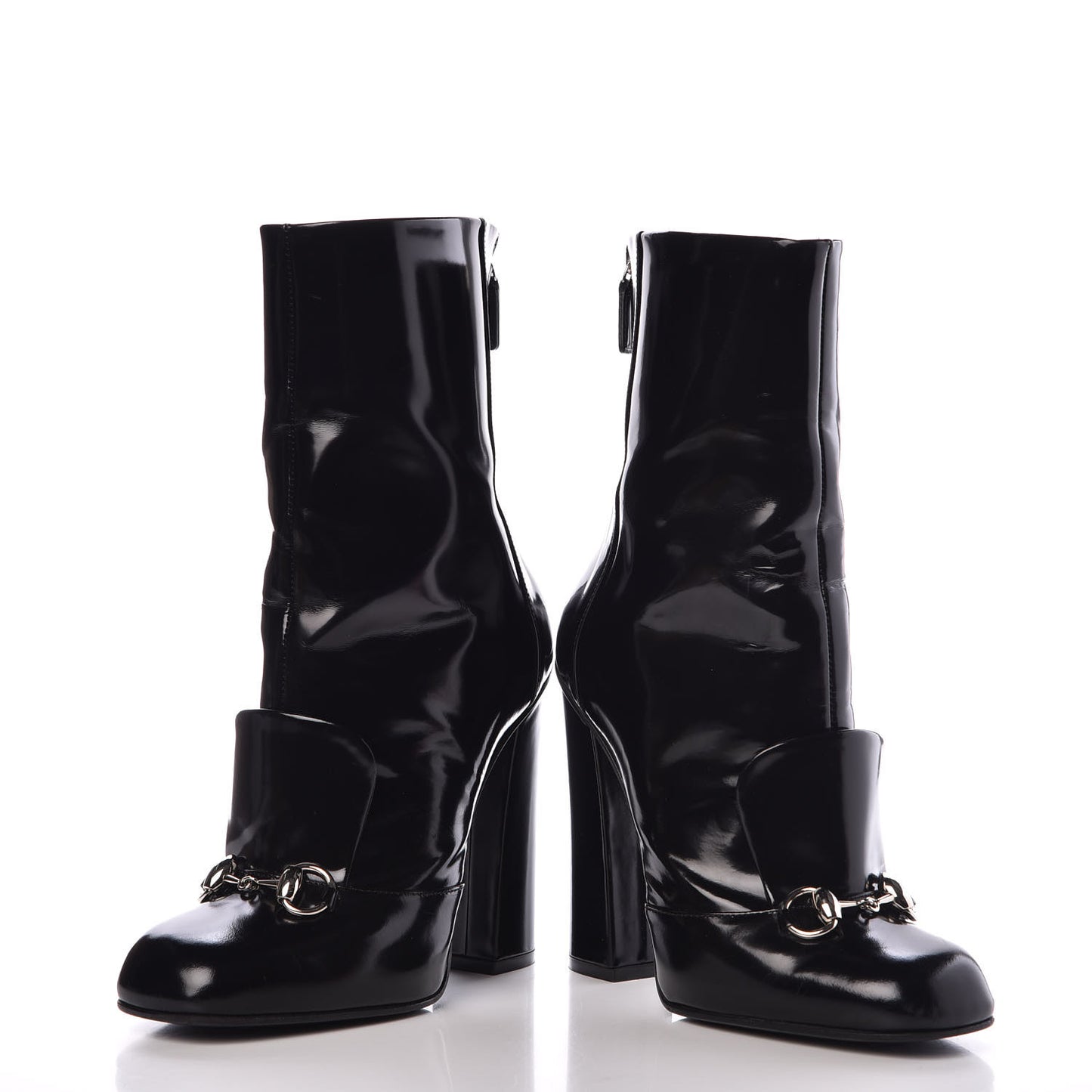 Patent Twiggy Horsebit Boot 36.5 Black