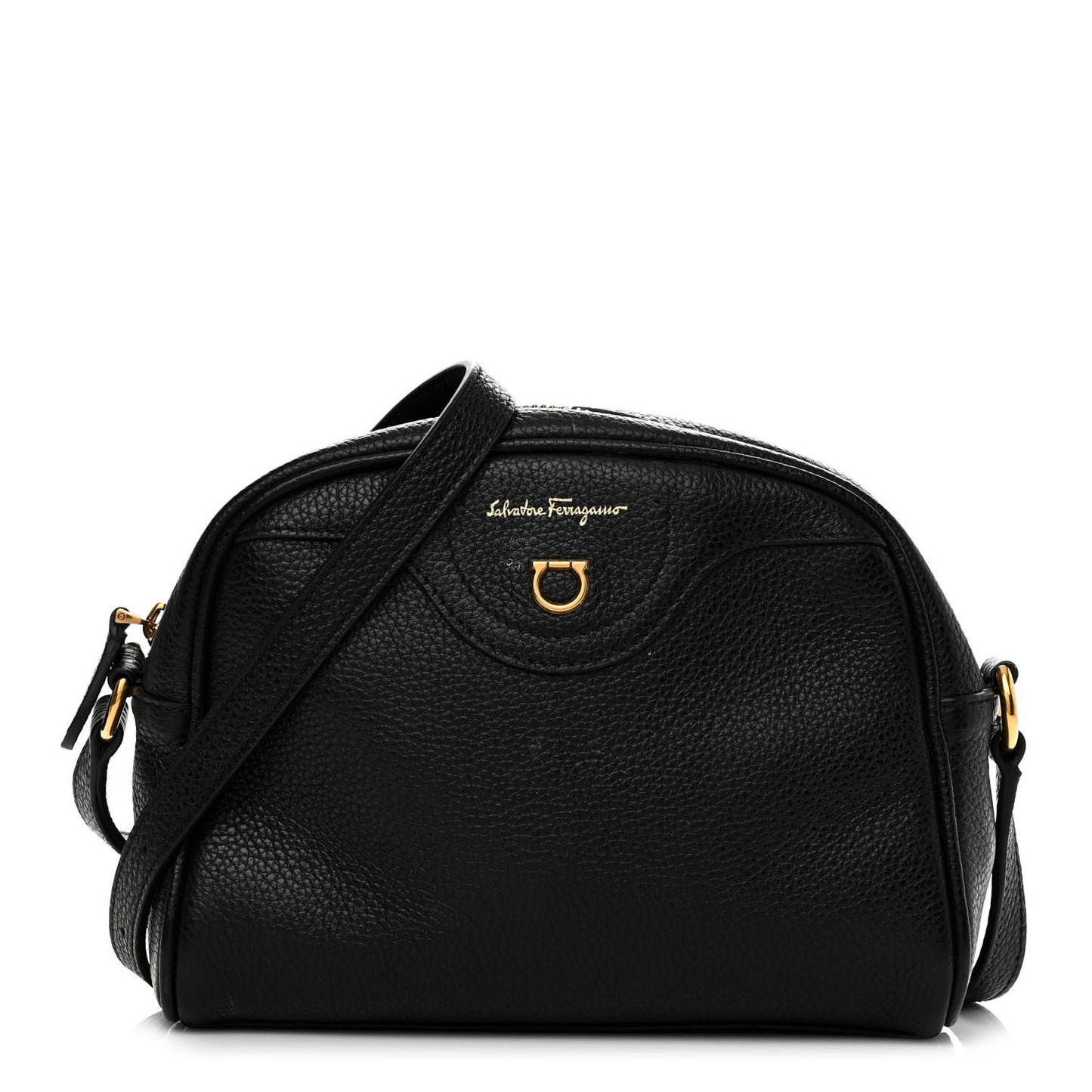 Calfskin Travel Camera Crossbody Bag Black