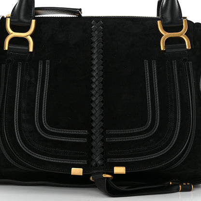 Chloe Suede Calfskin Braided Medium Marcie Double Carry Black 9 of 11