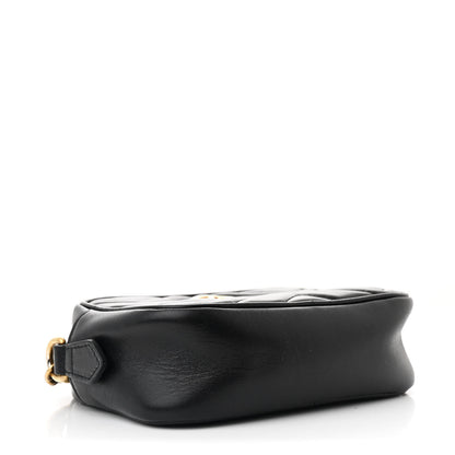 Gucci Calfskin Matelasse Mini GG Marmont Chain Shoulder Bag Black 4 of 11