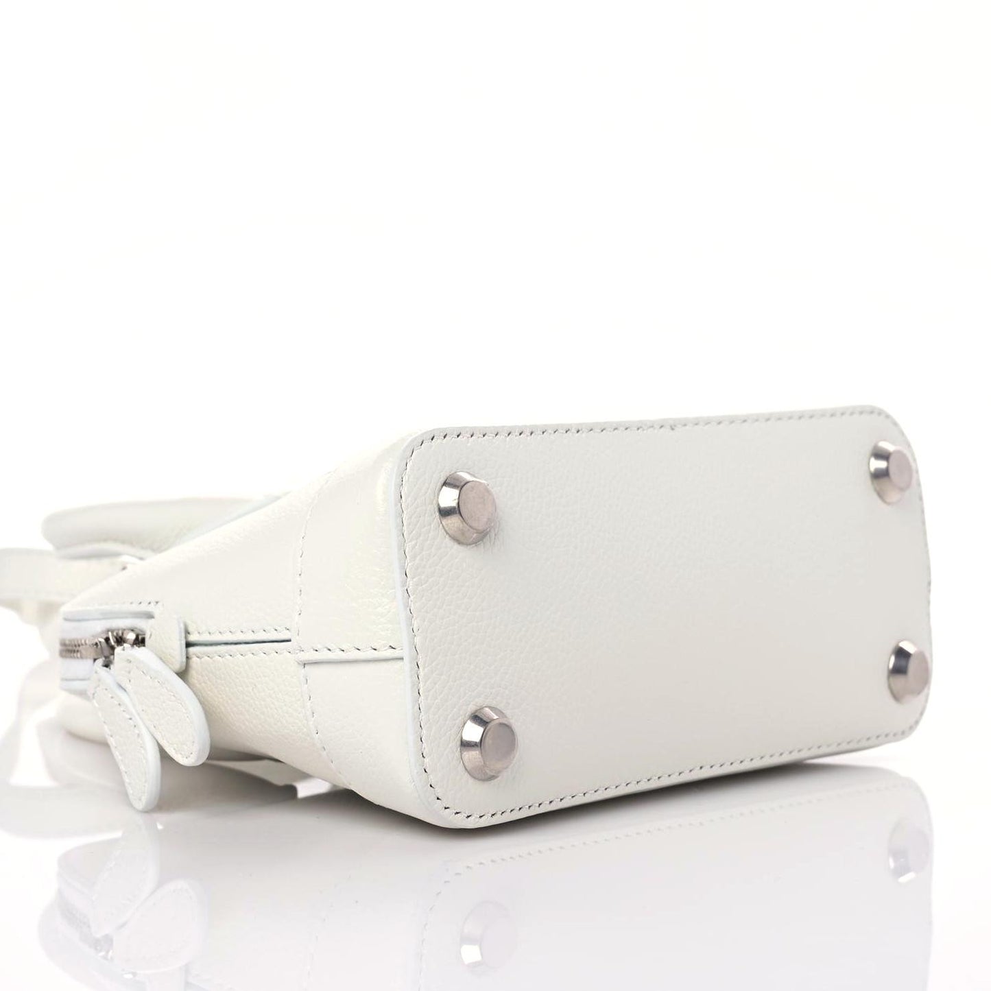 Grained Calfskin XXS Ville Top Handle Bag White Black