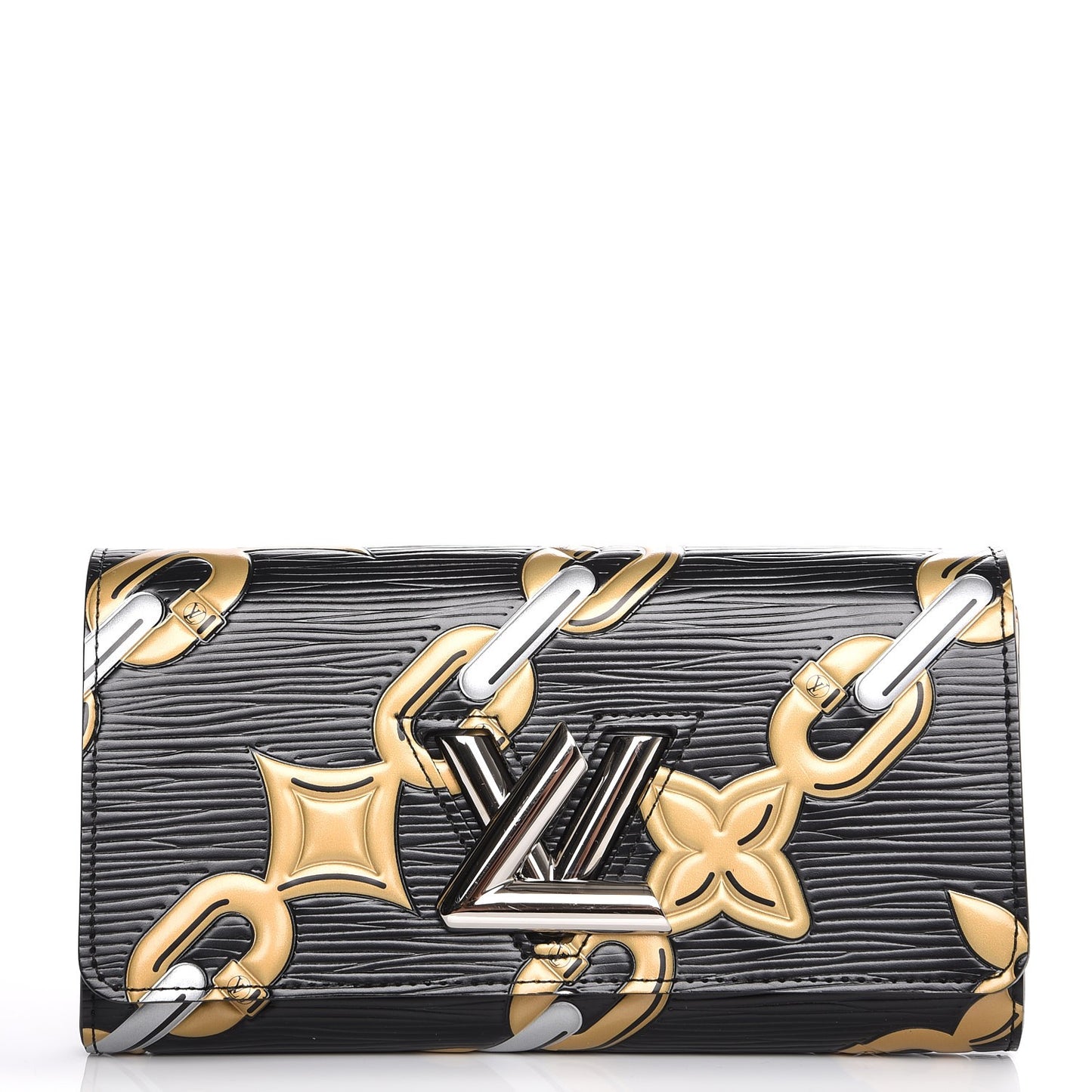 Epi Chain Flower Print Twist Wallet Black
