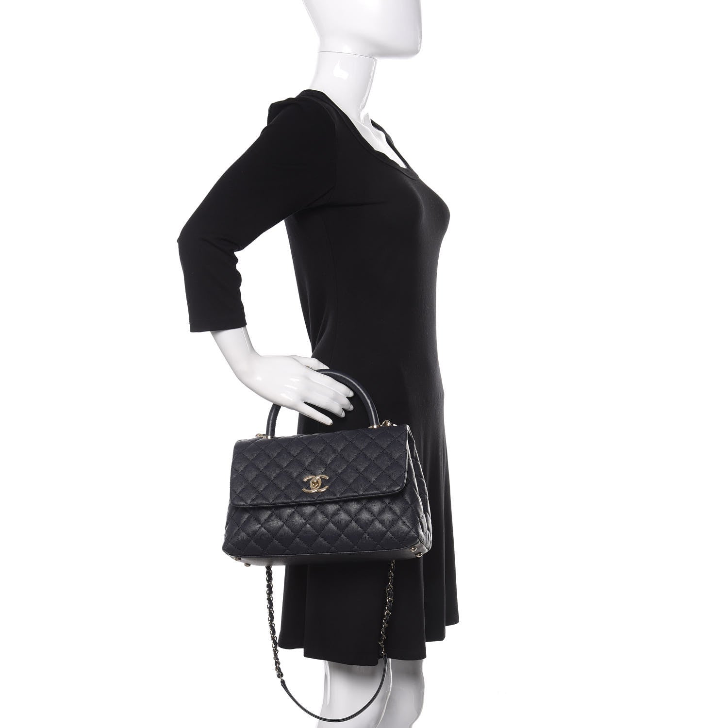 Chanel Caviar Quilted Small Coco Handle Flap Navy 3 of 12