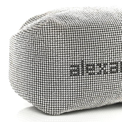 Alexander Wang Mesh Crystal Rhinestone Mini Scrunchie Clutch Black Silver 9 of 10