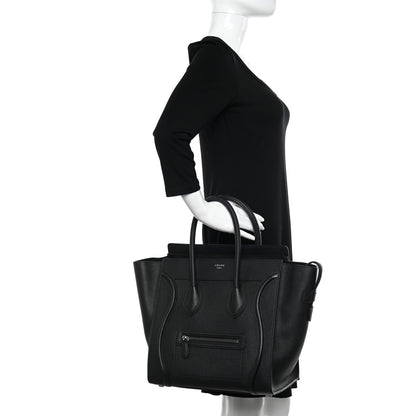 Celine Drummed Calfskin Mini Luggage Black 2 of 9