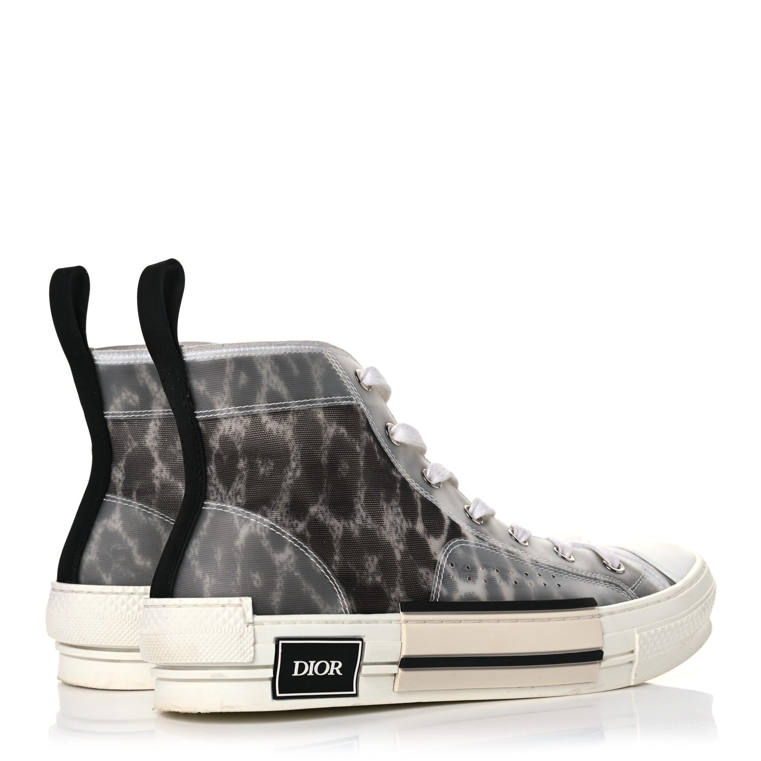 Christian Dior Canvas Leopard Print Womens B23 High Top Sneakers 39 White 4 of 10