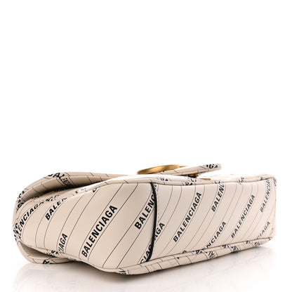 Gucci X BALENCIAGA Calfskin Matelasse Logo Print Small GG Marmont Shoulder Bag White 4 of 11