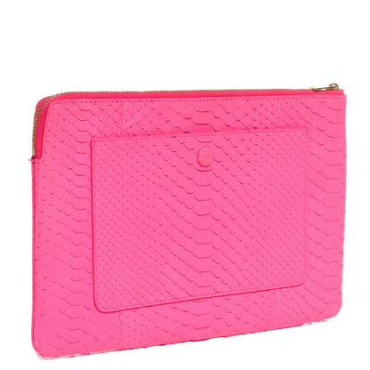 Celine Python Pouch Clutch Fluo Pink 3 of 8