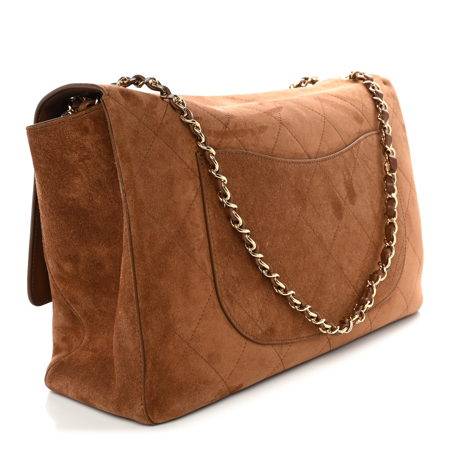Suede Calfskin Souplissimo Maxi Flap Camel