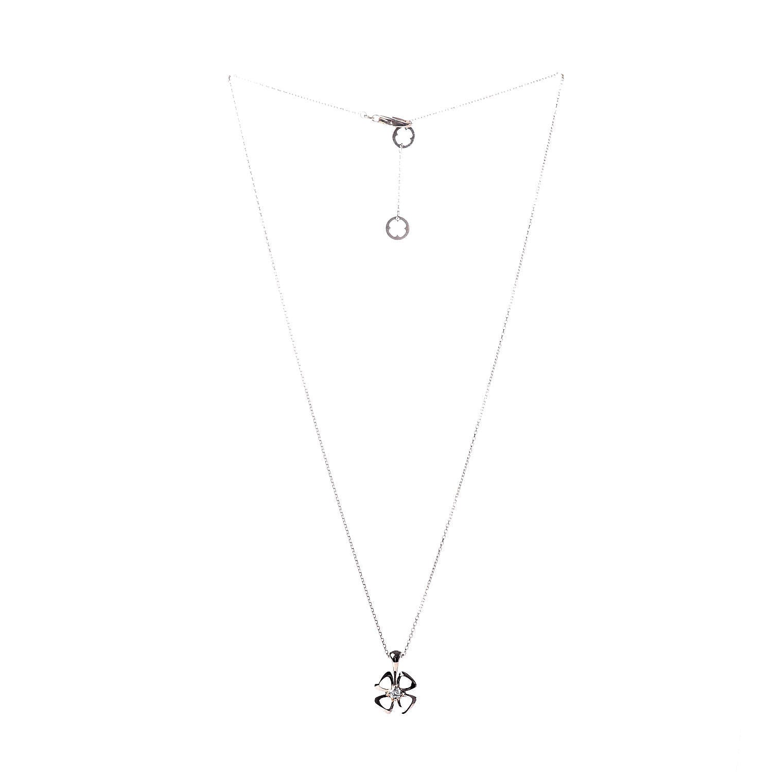 Bulgari 18K Rose Gold Diamond Fiorever Pendant Necklace 3 of 5