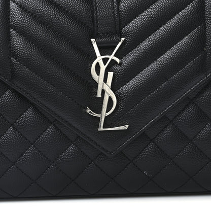 Saint Laurent Grain De Poudre Textured Mixed Matelasse Triquilt Medium Monogram Satchel Black 8 of 11