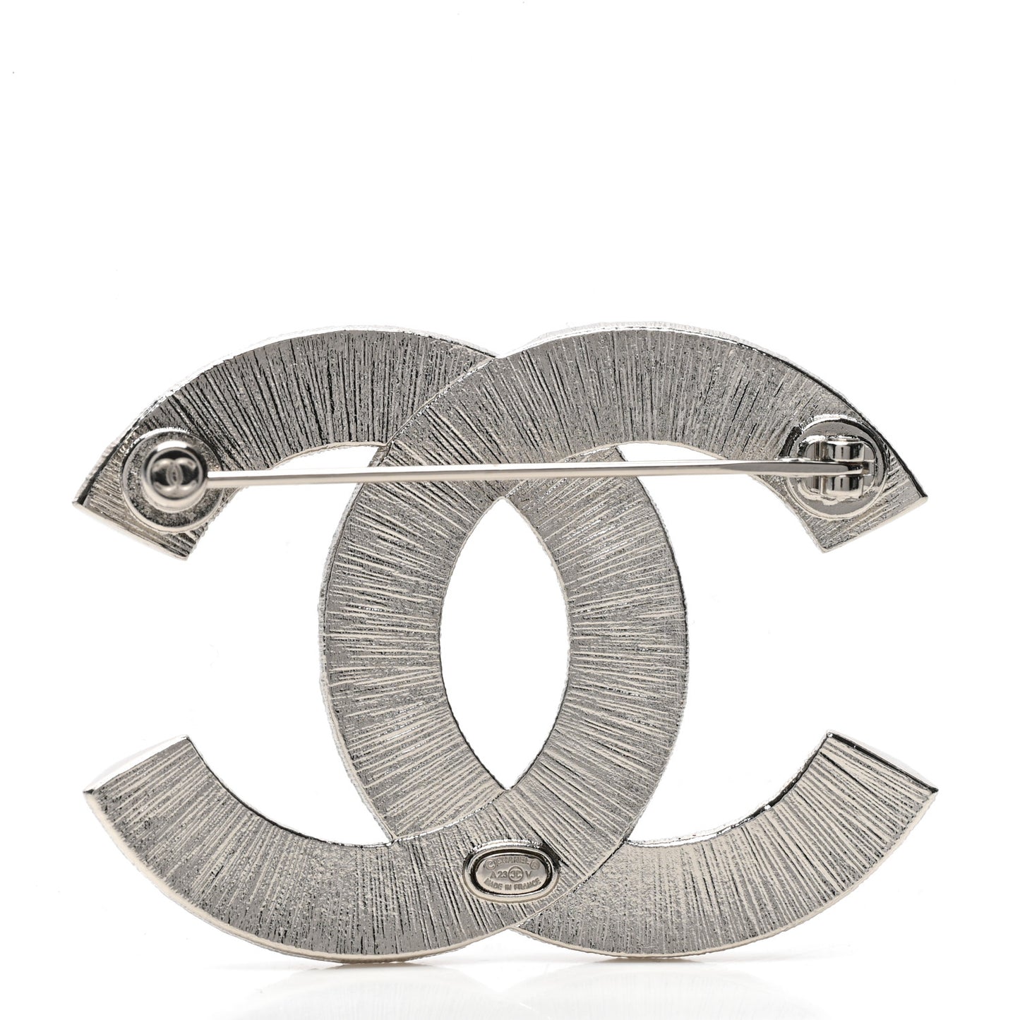 Baguette Crystal CC Brooch Silver