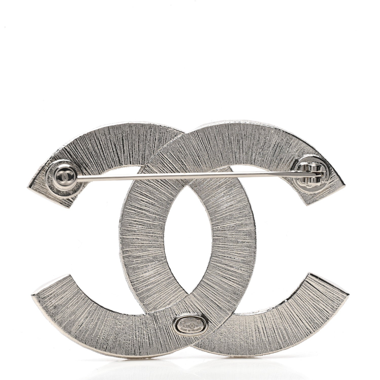 Chanel Baguette Crystal CC Brooch Silver 3 of 4