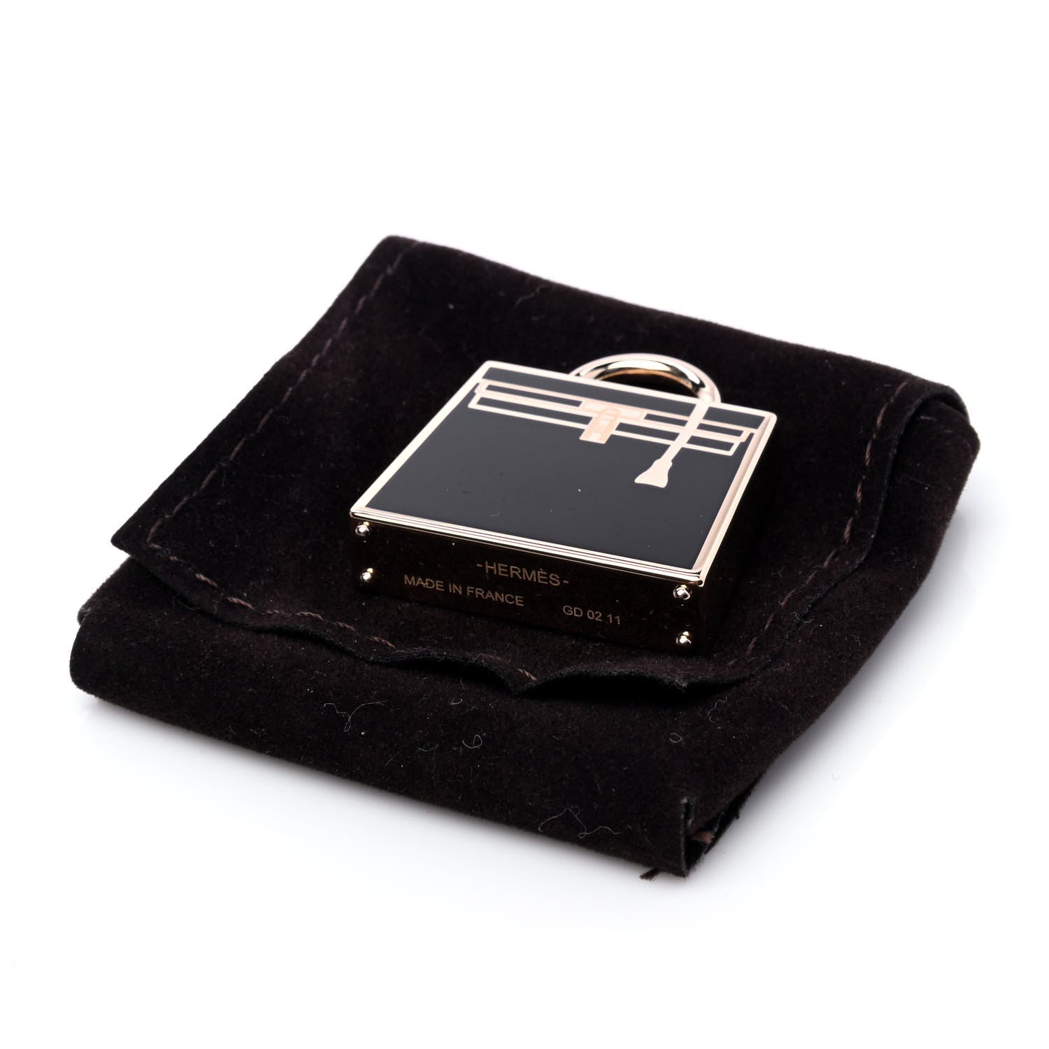 Hermes Lacquered Permabrass Kelly Curiosite Charm Black 5 of 5
