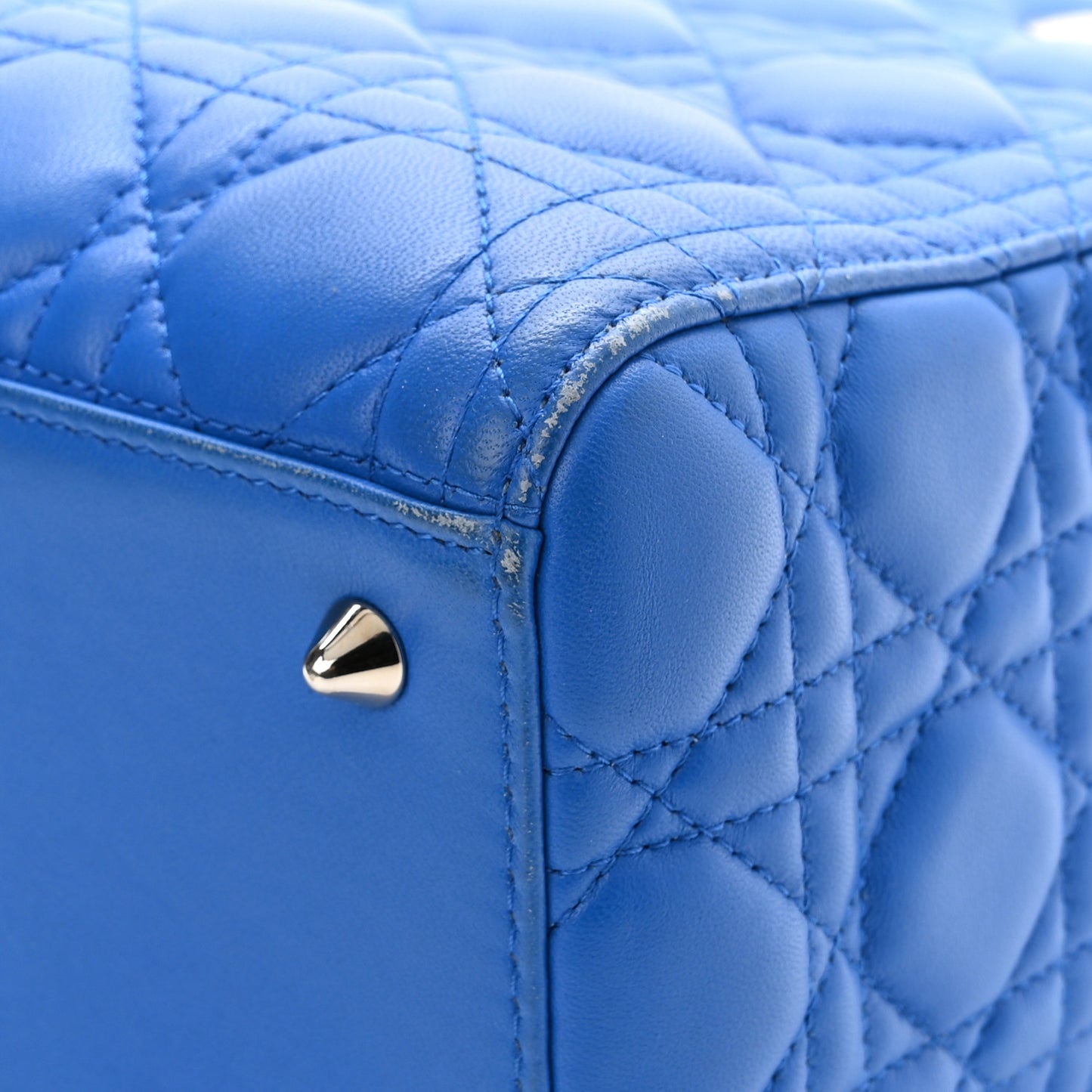 Lambskin Cannage Medium Lady Dior Blue Persan