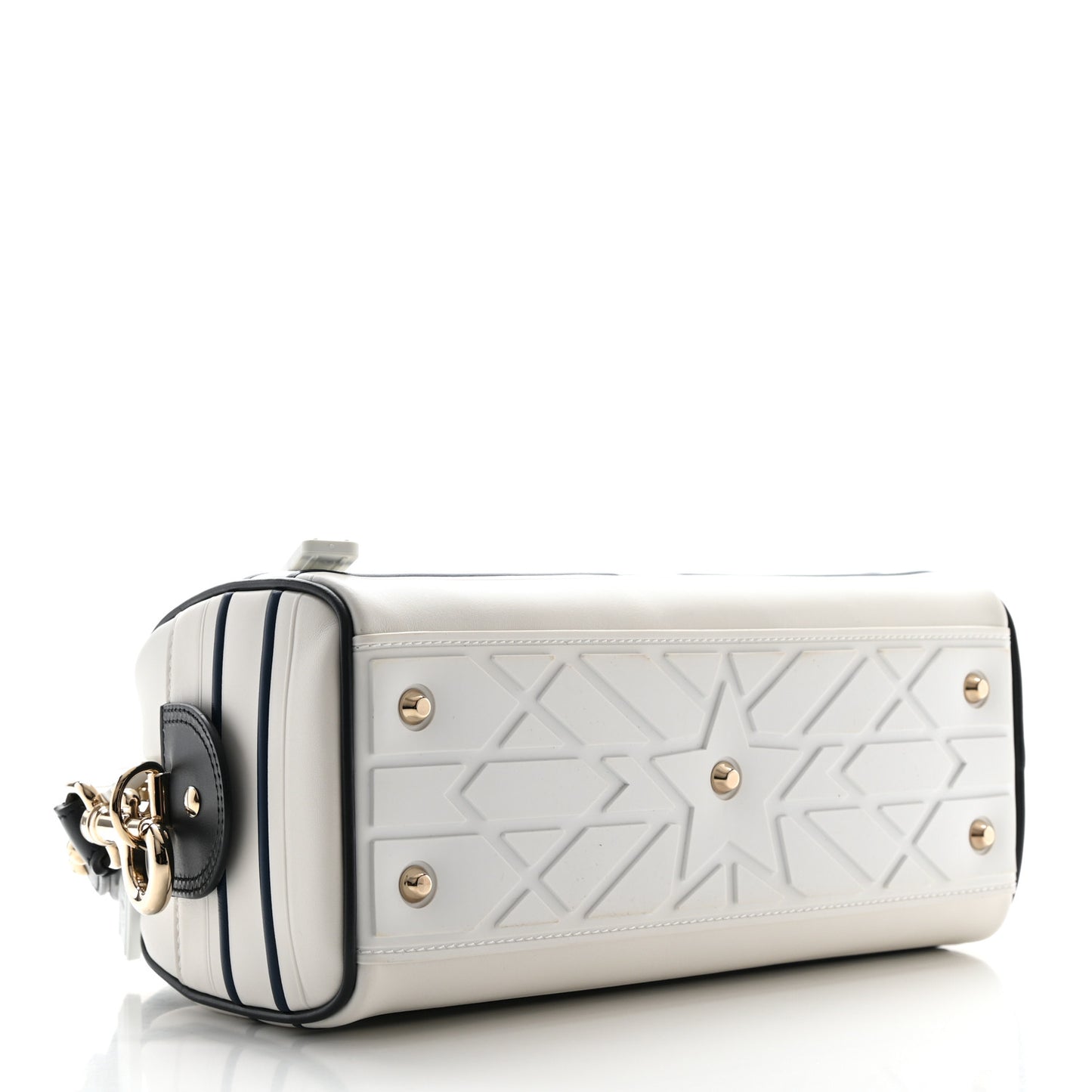 Calfskin Small Dior Vibe Zip Bowling Bag White