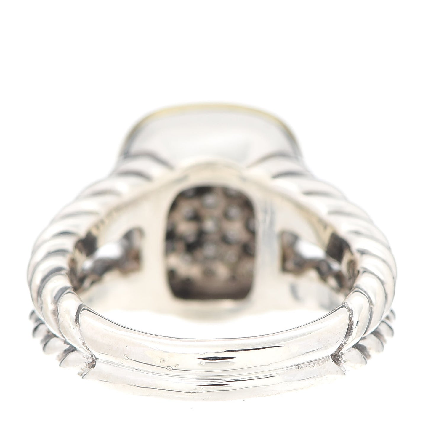 Sterling Silver 18K Yellow Gold Diamond Noblesse Ring 56 7.5