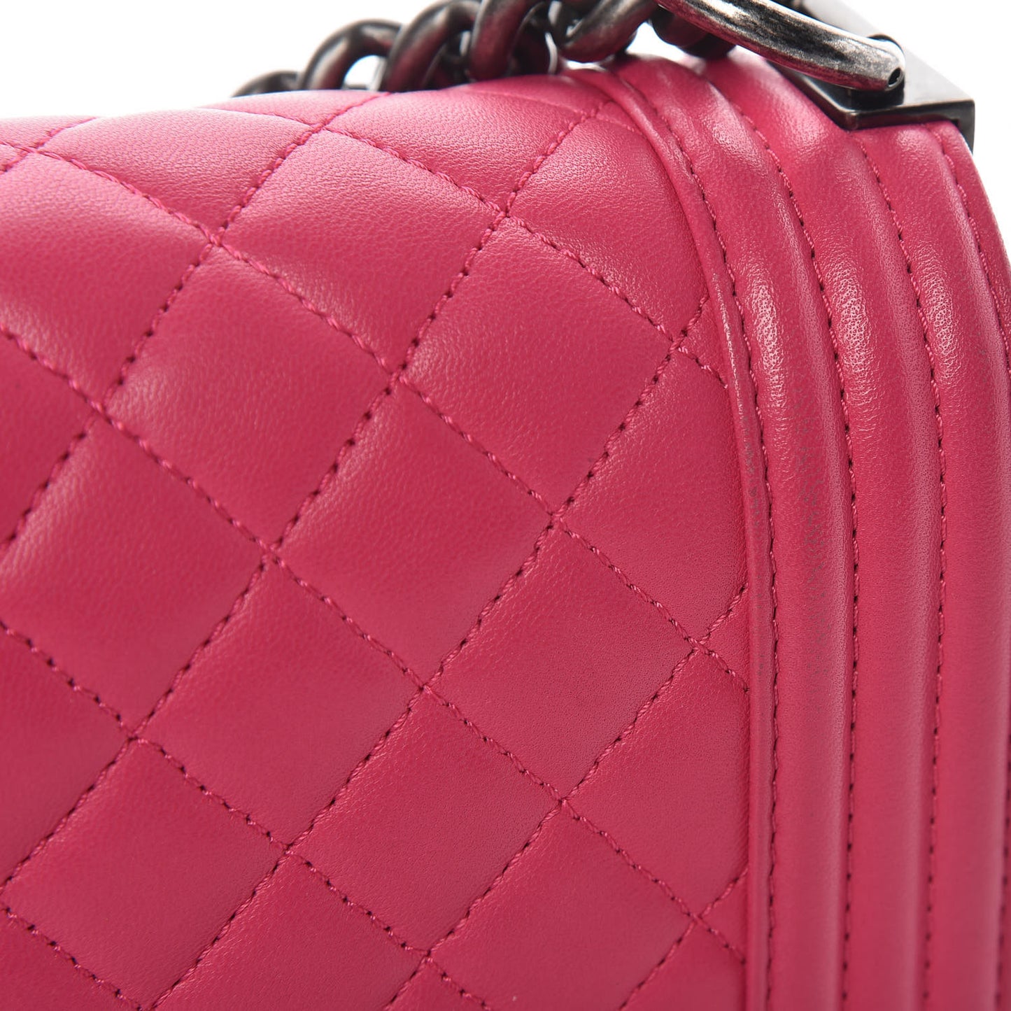 Lambskin Quilted Small Boy Flap Dark Pink