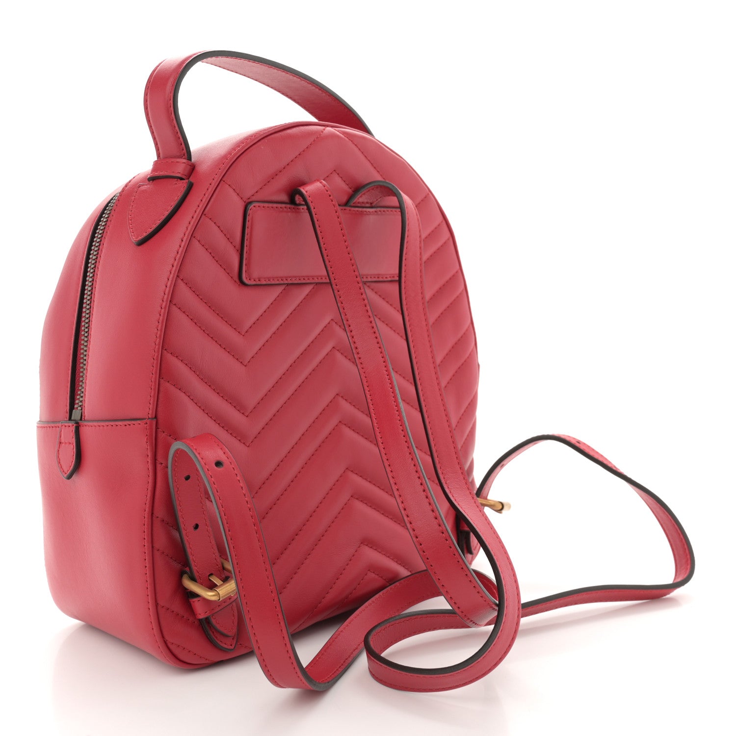 Gucci Calfskin Matelasse GG Marmont Dome Backpack Hibiscus Red 3 of 11
