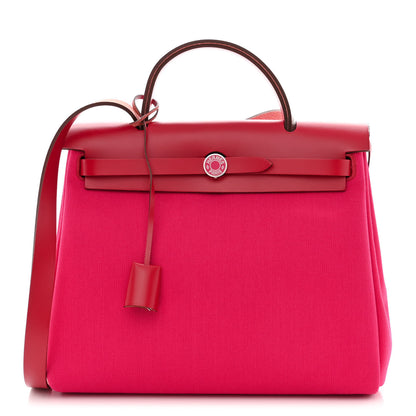 Hermes Toile Militaire Vache Hunter Laque Herbag Zip Retourne 31 PM Rose Mexico Rouge Piment 3 of 13