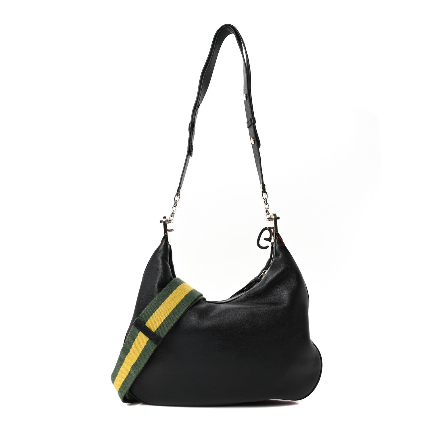 Gucci Aria Calfskin Web Large Attache Shoulder Bag Black 1 of 10