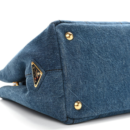 Prada Denim Small Logo Tote Bleu 5 of 14