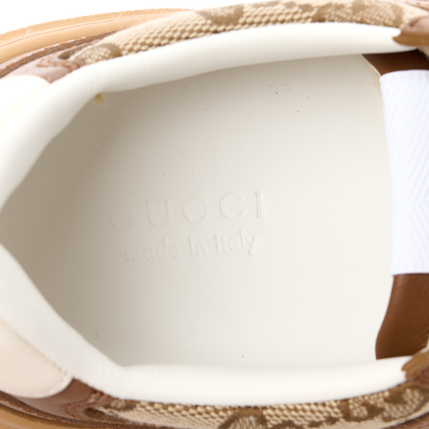 Calfskin GG Monogram Womens Platform 55mm Sneakers 36 Hezelnut Beige Ebony Mystic White
