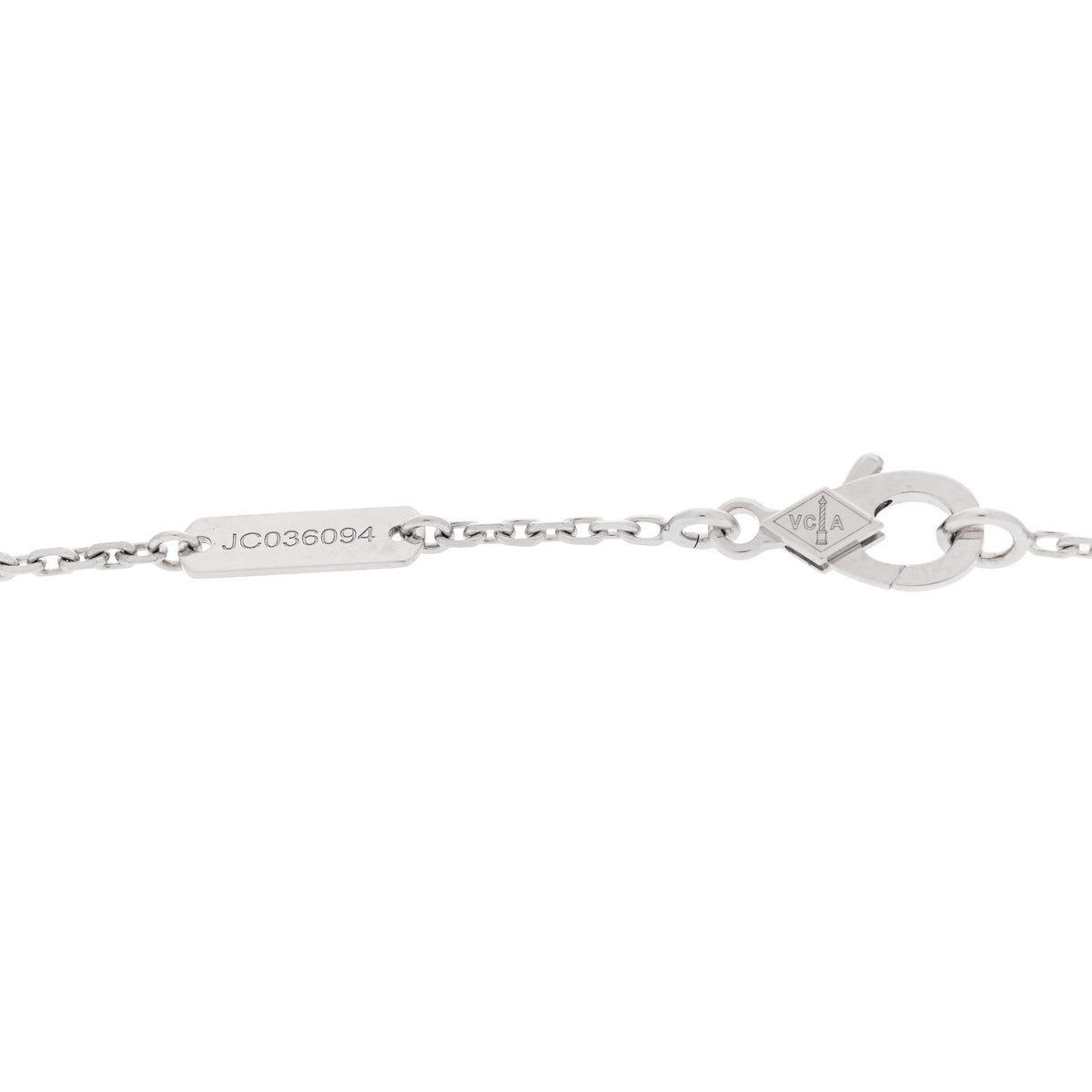Van Cleef & Arpels 18K White Gold Diamond Guilloche Vintage Alhambra Pendant Necklace 5 of 6
