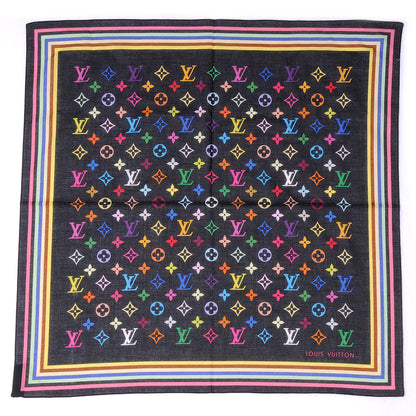 Louis Vuitton Cotton Monogram Multicolor Square Scarf Black 2 of 4