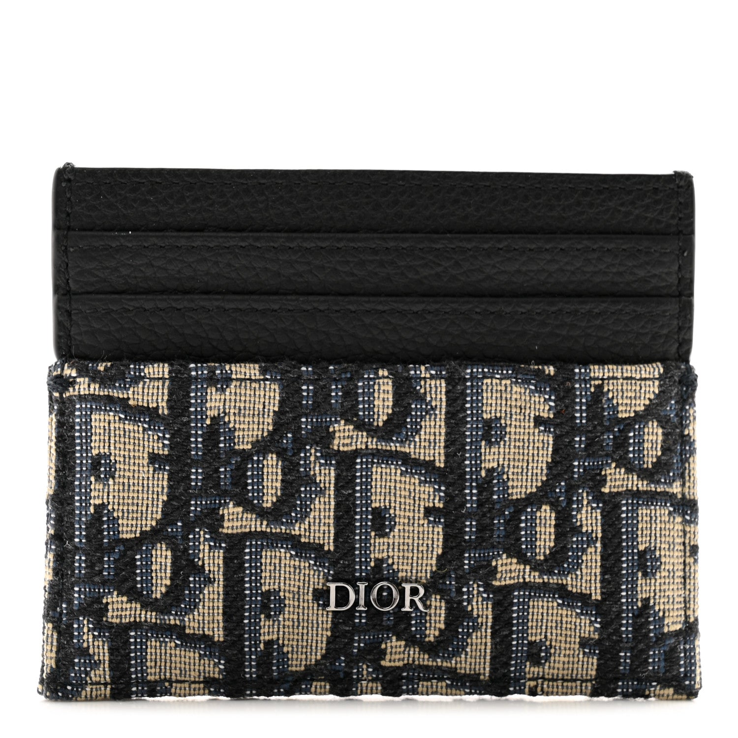 Christian Dior Grained Calfskin Oblique Card Holder Black 1 of 8