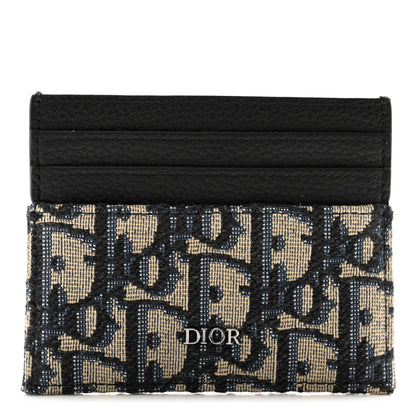 Christian Dior Grained Calfskin Oblique Card Holder Black 1 of 8