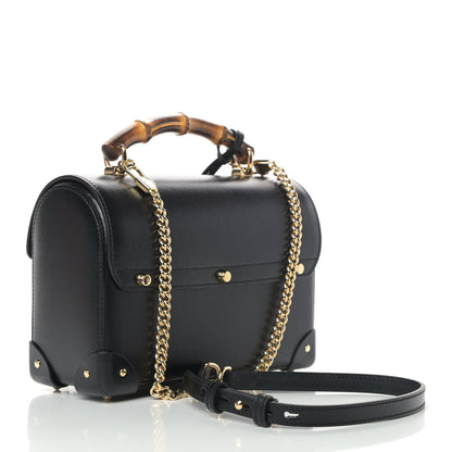 Gucci Calfskin Small Padlock Bamboo Shoulder Bag Black 2 of 4