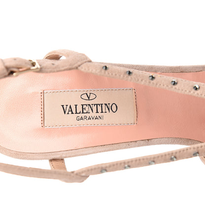 Valentino Garavani Suede Crystal Embellished Sandals 37.5 Poudre 7 of 9